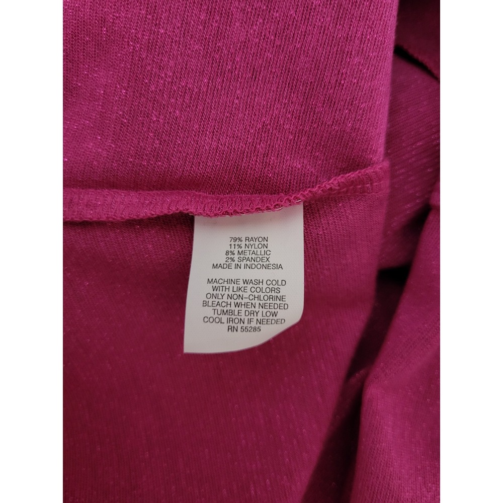 Y2K Express Pink Metallic Empire Waist V-Neck 3/4 Sleeve VBack Shimmer Top S New - Picture 5 of 9